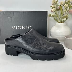 Vionic Fairfax Vegan Leather Mule Slip On Black J0793L1001 Women's 8.5M Tried On